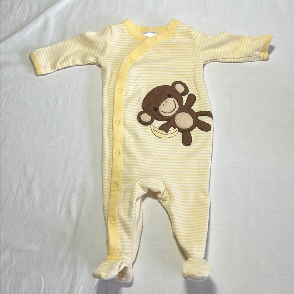 0-3M Gymboree Yellow Striped Monkey sleeper